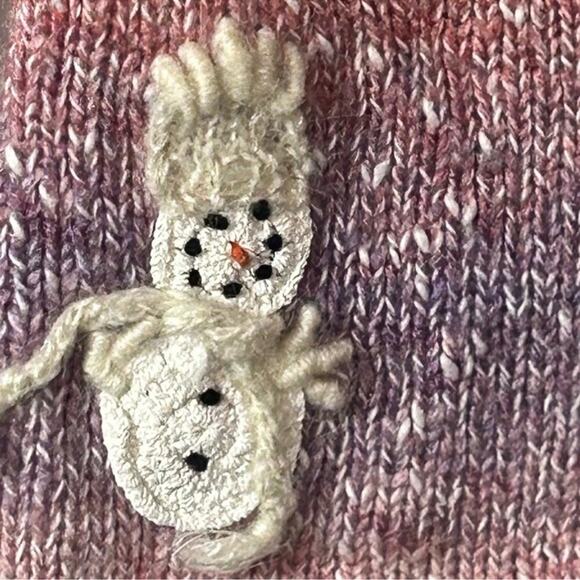 Vintage Talbots Snowman Mohair Sweater L | Holiday Ombre Confetti Knit Appliqué - Picture 14 of 16